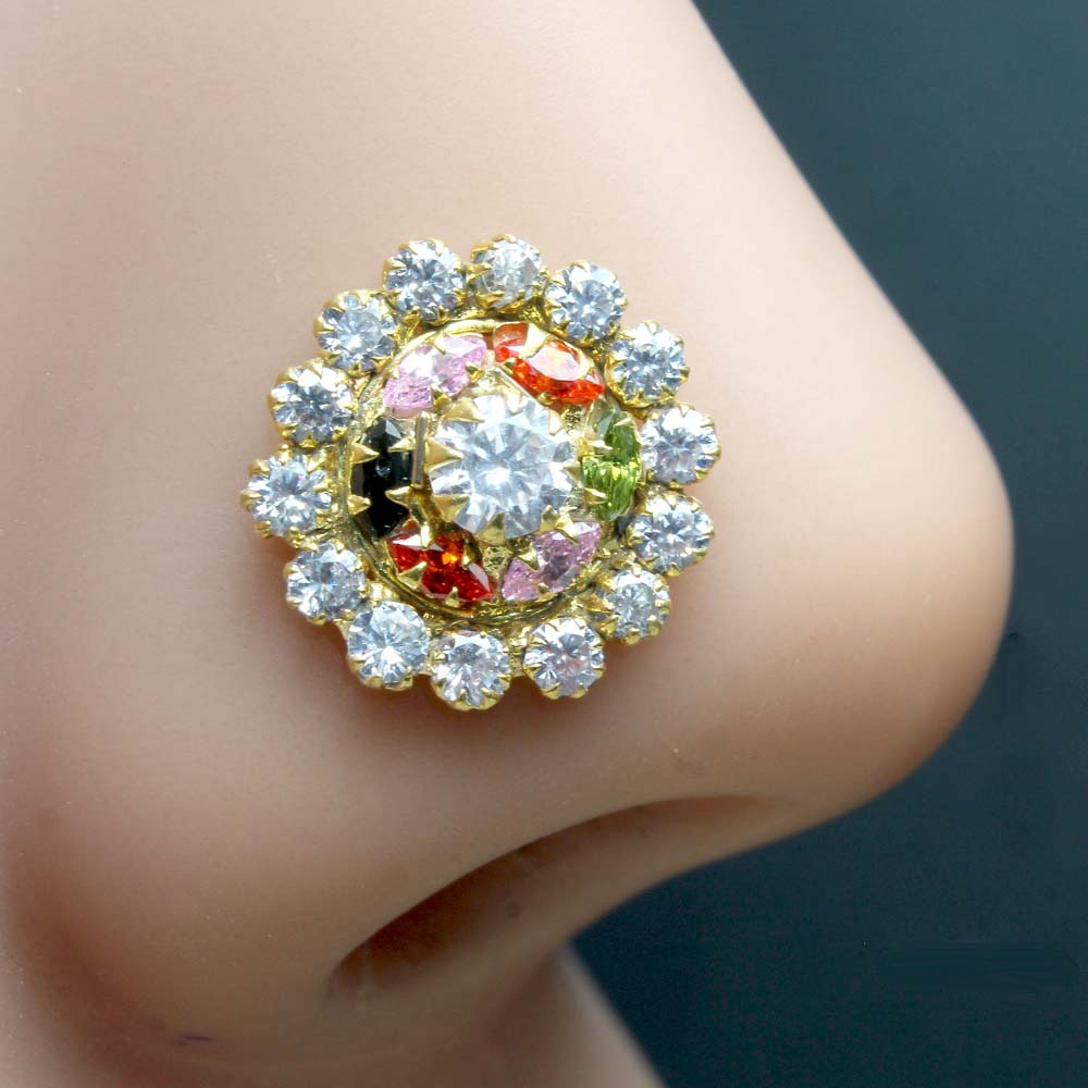 Gold Plated CZ Twisted Nose Stud