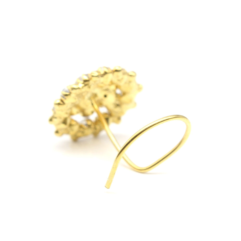 Gold Plated CZ Corkscrew Nose Stud