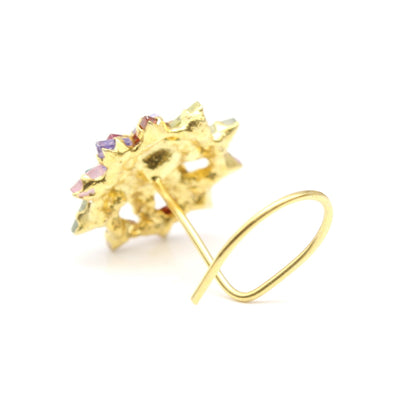 Gold Plated CZ Twisted Nose Stud 24g