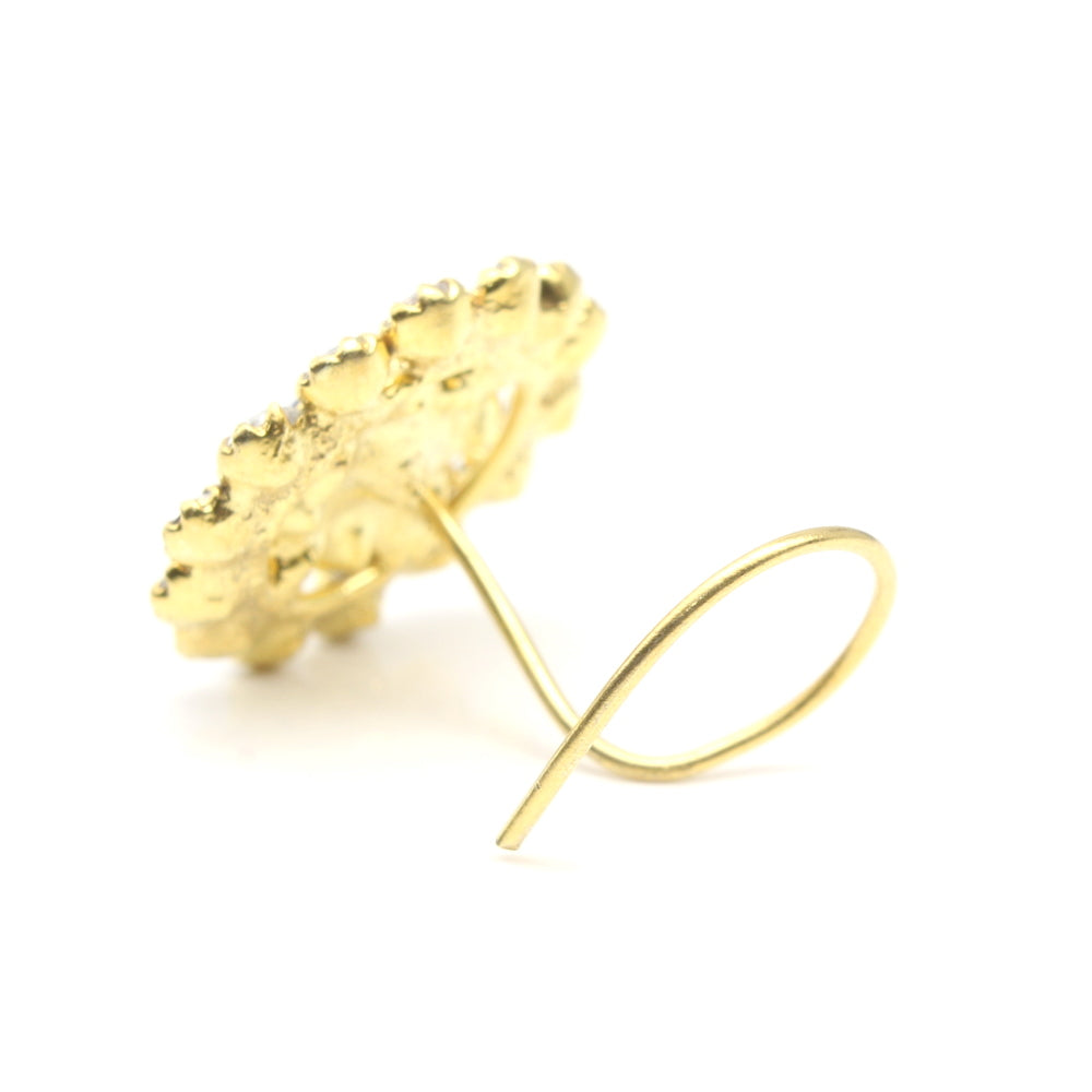 Gold Plated CZ Twisted Nose Stud 24g