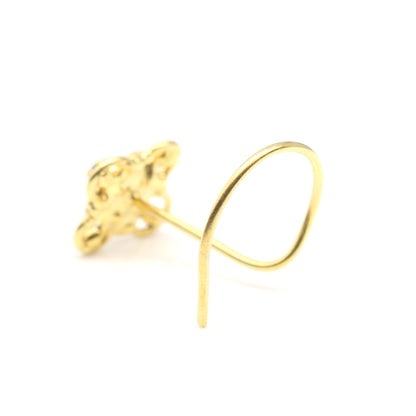 Floral Gold Plated CZ Twisted Nose Stud 24g