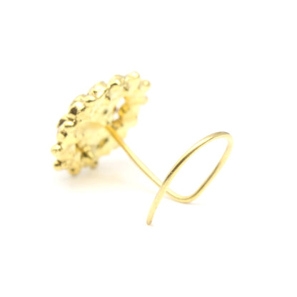 Floral Gold Plated CZ Twisted Nose Stud 24g