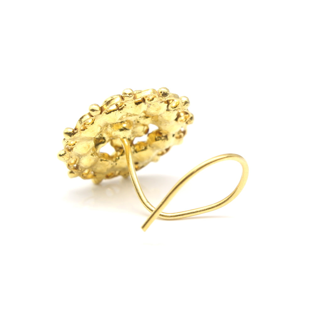 Floral Gold Plated CZ Twisted Nose Stud 24g