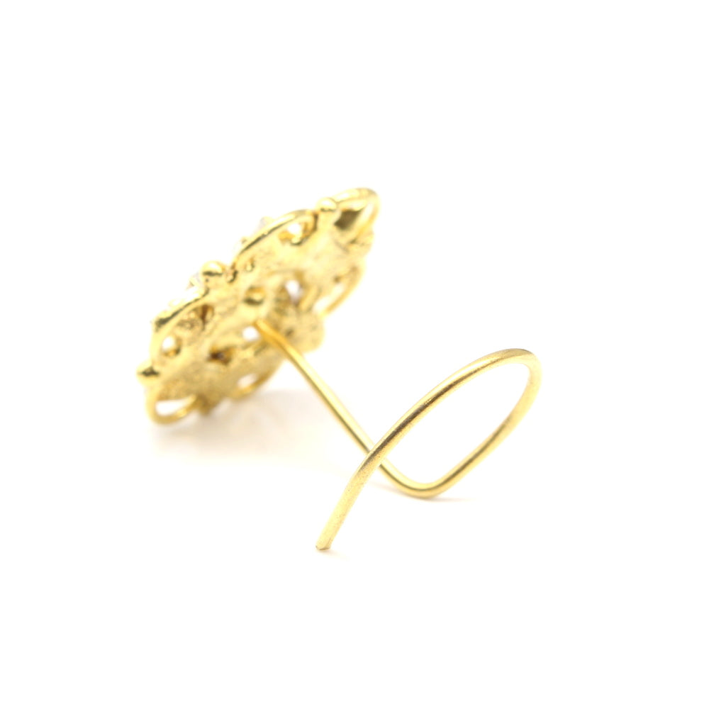 Ethnic Gold Plated CZ Twisted Nose Stud 24g