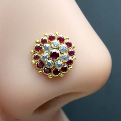 Asian Gold Plated CZ Twisted Nose Stud 24g