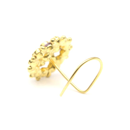 Asian Gold Plated CZ Twisted Nose Stud 24g