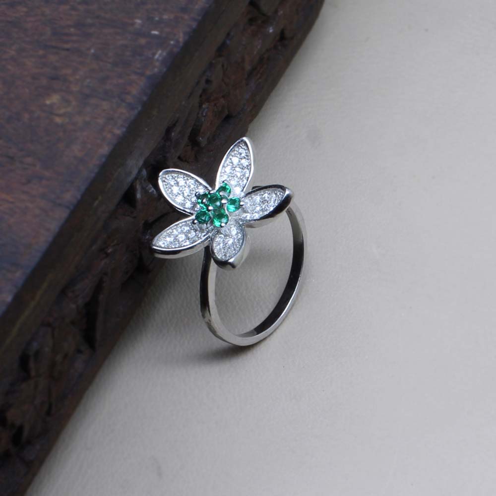 Cute Flower Style Real Solid 925 Sterling Silver Ring