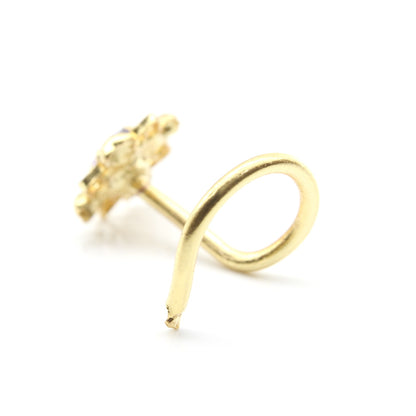 Gold Plated Nose Stud Violet CZ Twisted nose ring 20g