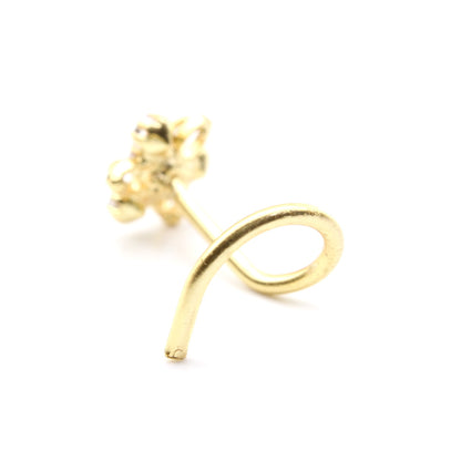 Tiny Gold Plated Nose Stud White CZ Twisted nose ring 20g