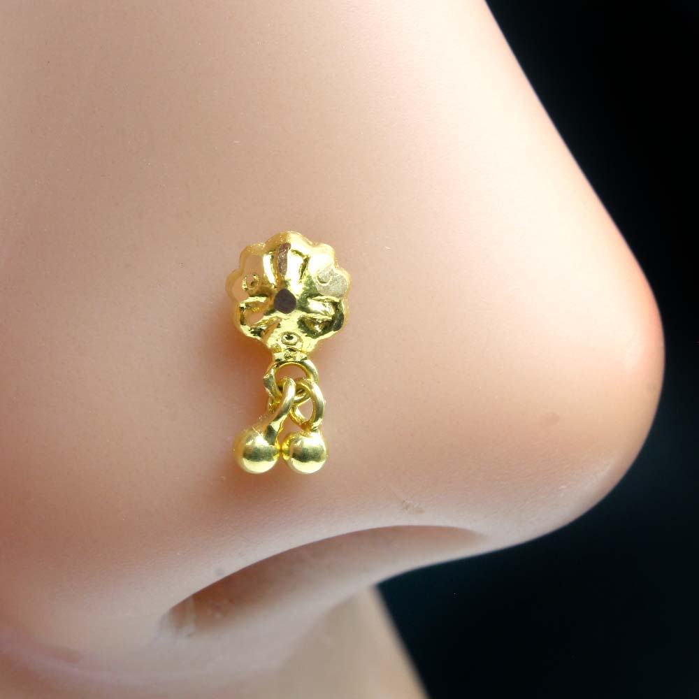 Women Gold-Plated & White Stone-Studded Nose Ring, सोने की नोज रिंग -  NOZ2TOZ, New Delhi | ID: 2850356860573