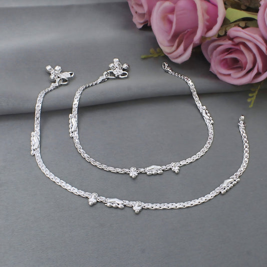 Traditional Real Silver Payal Anklet for Women - Pair