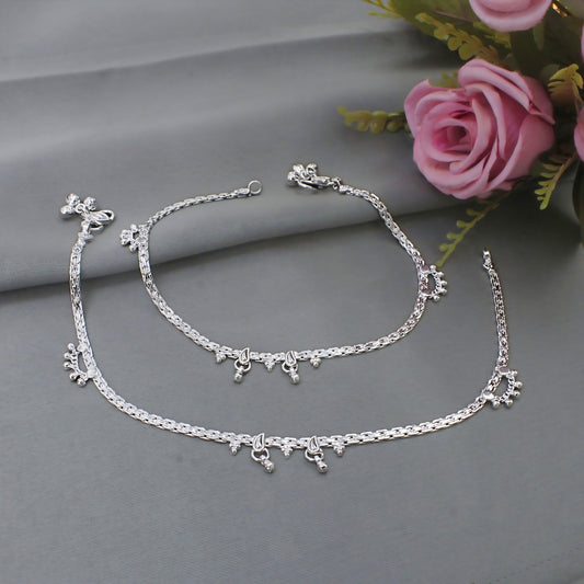 Real Silver Party Wear Chandi Ki Jhanjhar Anklet for Women - 10.3 in