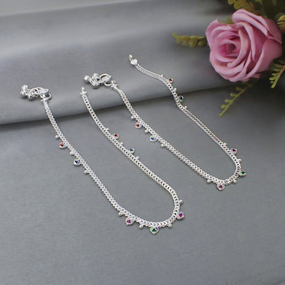 Real Silver Chandi Ki Meenakari Payal Anklet for Women - 10.3 in