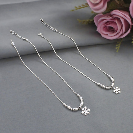Unique Real Silver Snowflake Charm Payal Anklet - Pair