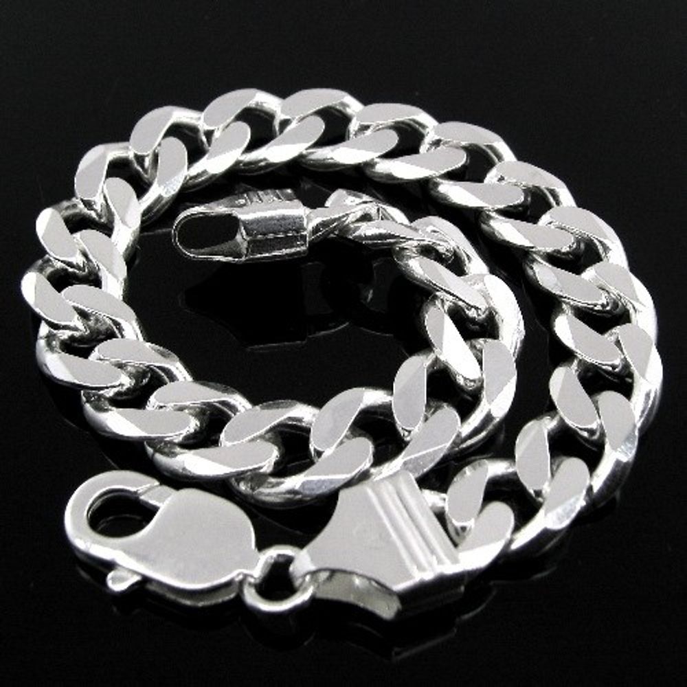 Heavy 925 Silver Men's curb Link Bracelet