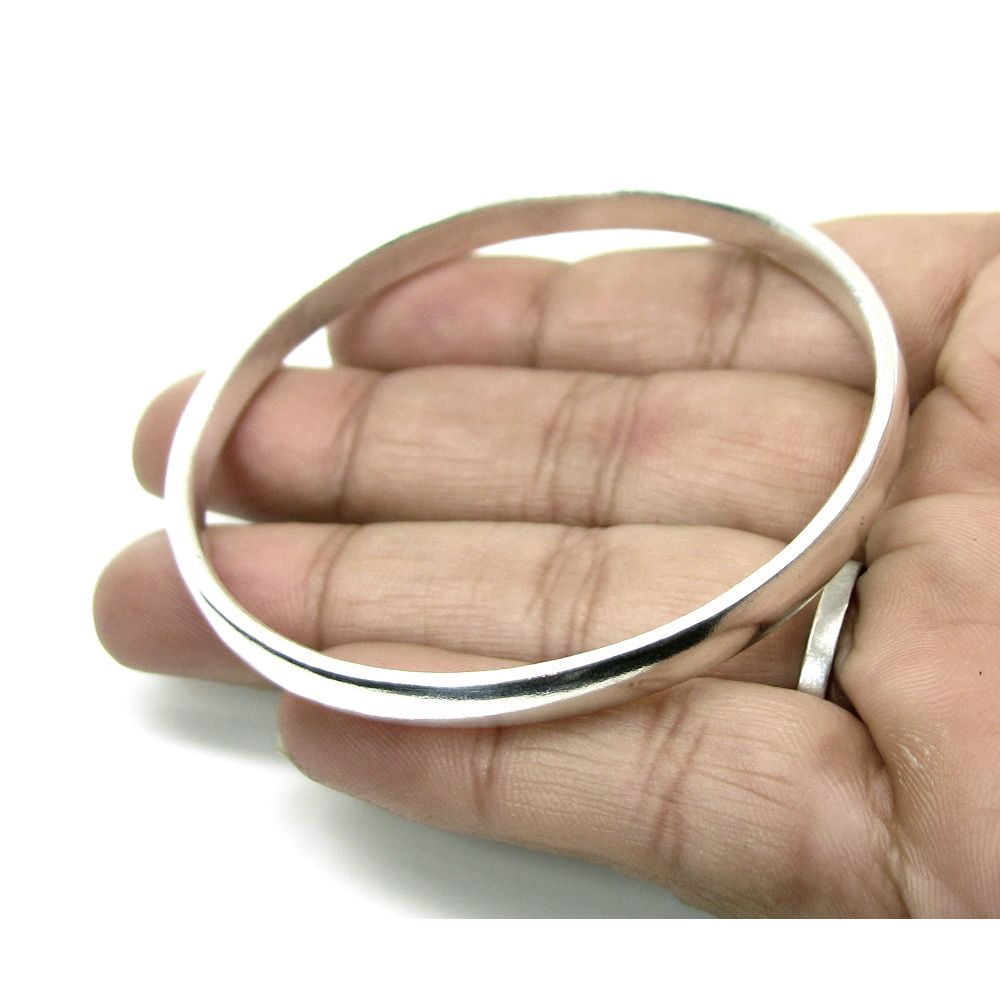 Jointless Pure Silver Plain Bangle - Chandi ka bejod kada for Astrology