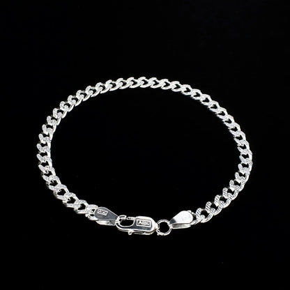 925 Sterling Silver cuban link Men's Chain Bracelet 8.5"