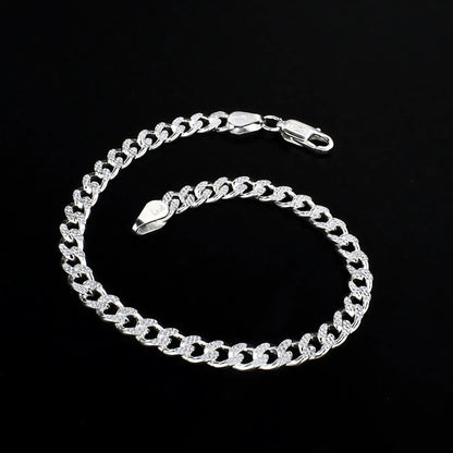 925 Sterling Silver cuban link Men's Chain Bracelet 8.5"