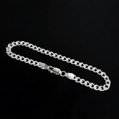 925 Sterling Silver cuban link Men's Chain Bracelet 8.5"