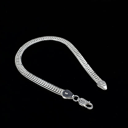 925 Sterling Silver elegant flat design Men's Chain Bracelet 8.5"