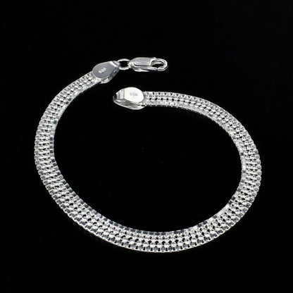925 Sterling Silver elegant flat design Men's Chain Bracelet 8.5"