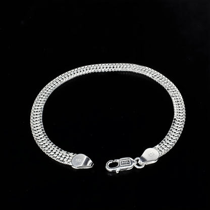 925 Sterling Silver elegant flat design Men's Chain Bracelet 8.5"