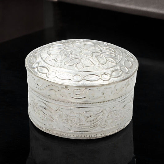 Real Silver Honey Container Round Dibbi for Red Book Remedy