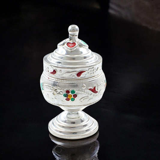 Real Silver Honey Container Enamel Dibbi for Red Book Remedy