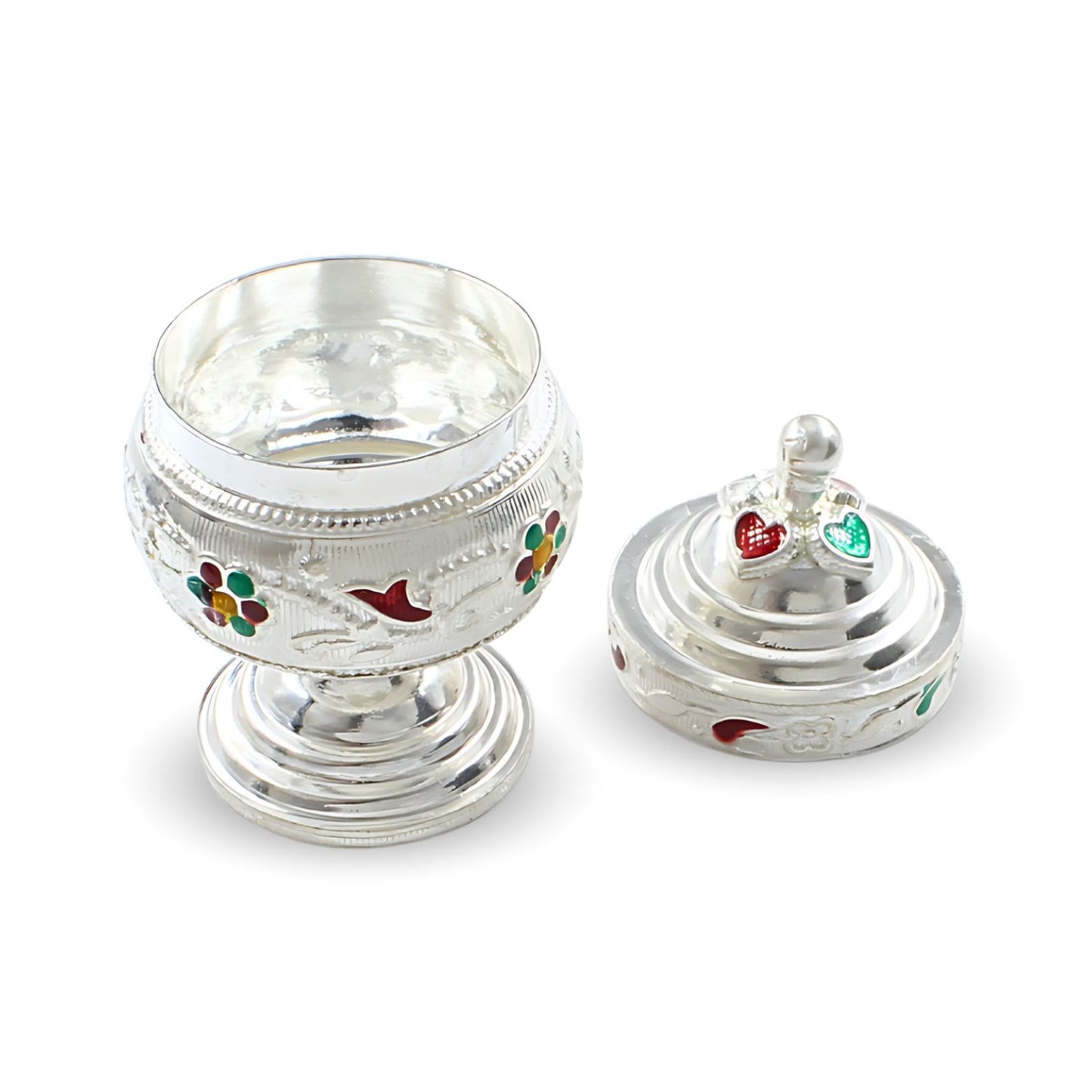 Real Silver Honey Container Enamel Dibbi for Red Book Remedy