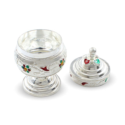 Real Silver Honey Container Enamel Dibbi for Red Book Remedy
