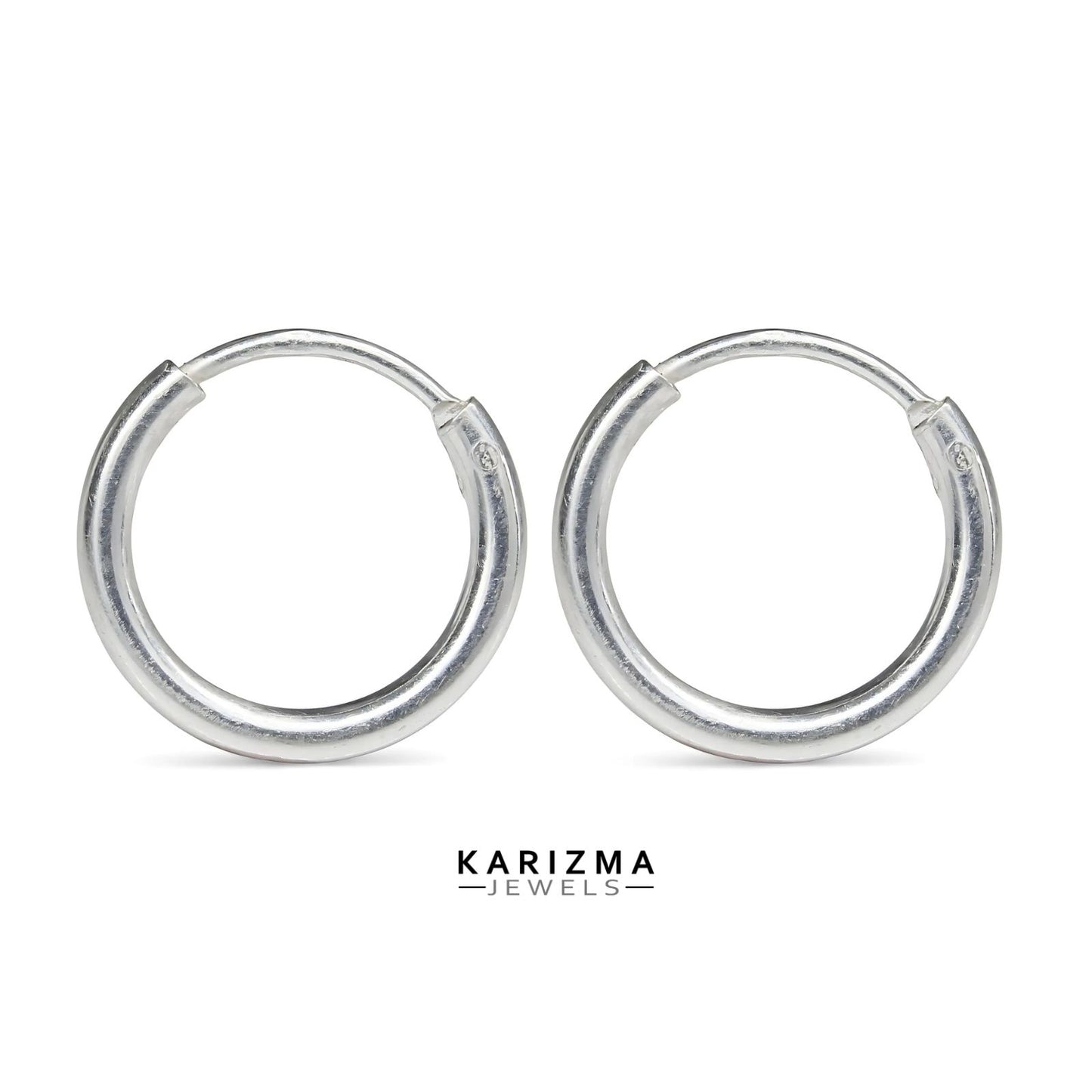 Real Sterling Silver plain ring Earrings Small hinged Hoop for Girls - Pair