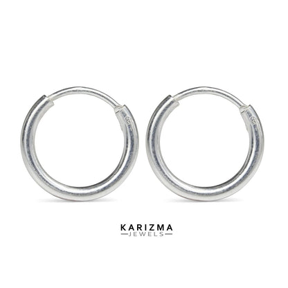 Real Sterling Silver plain ring Earrings Small hinged Hoop for Girls - Pair