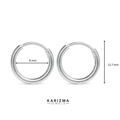 Real Sterling Silver plain ring Earrings Small hinged Hoop for Girls - Pair