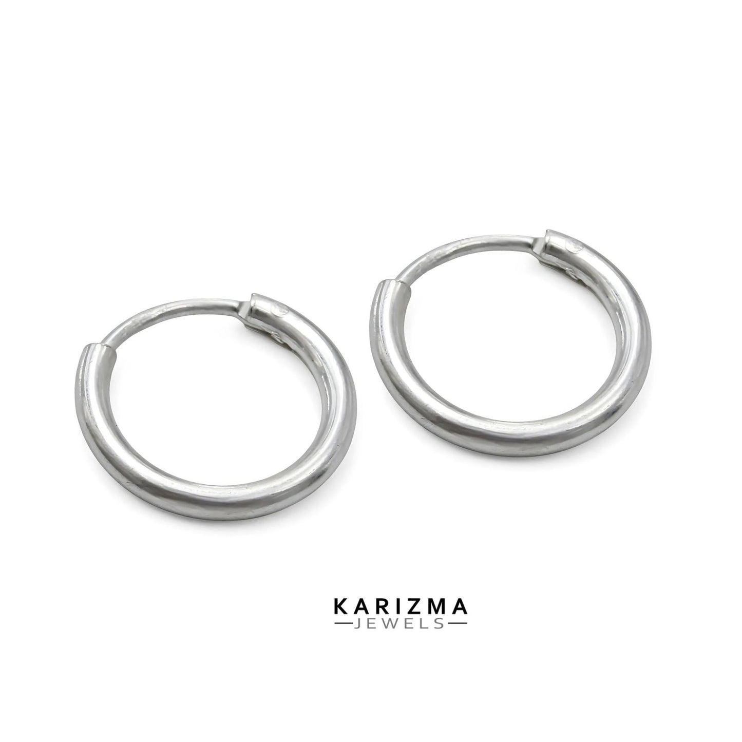 Real Sterling Silver plain ring Earrings Small hinged Hoop for Girls - Pair