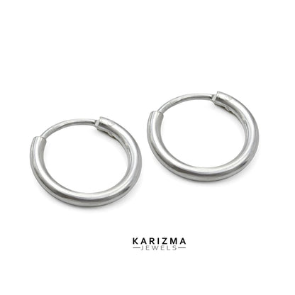 Real Sterling Silver plain ring Earrings Small hinged Hoop for Girls - Pair