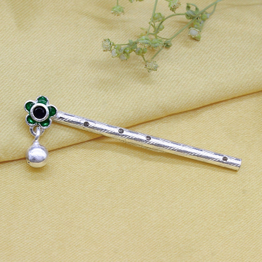 Divine Real Silver Flower Flute for Krishna Pooja