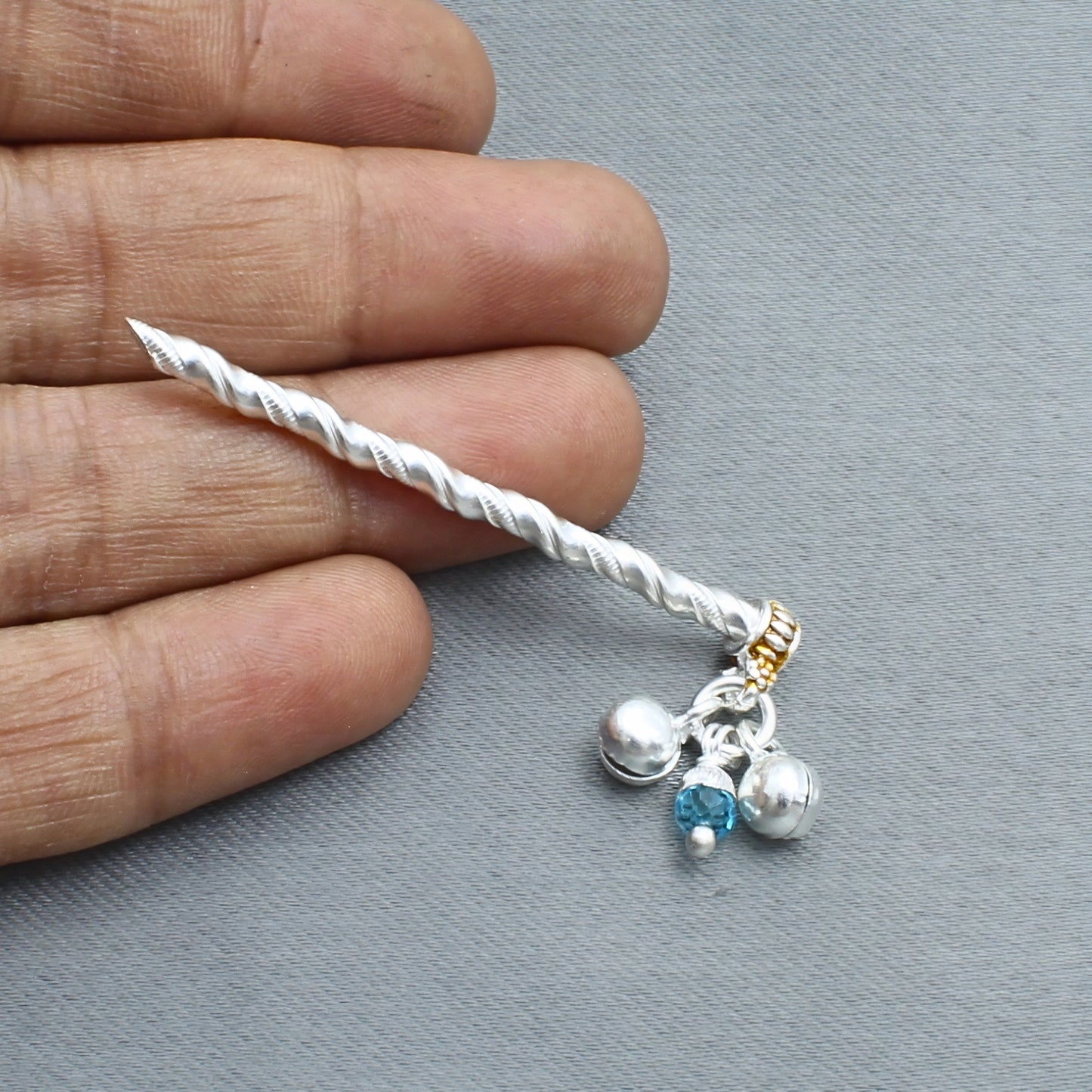 Elegant Real Silver Flute Basuri Ghungroo for Laddu Gopal Krishna