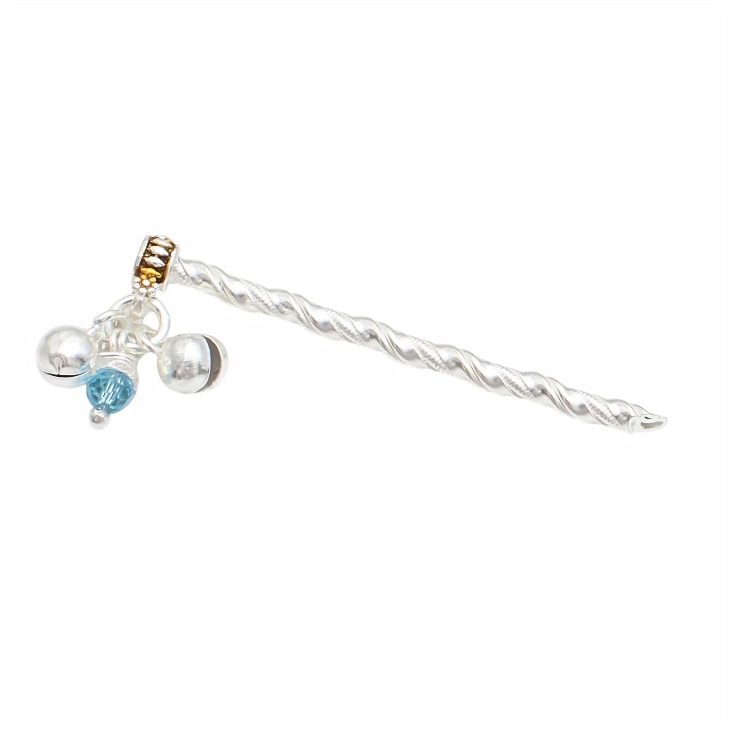 Elegant Real Silver Flute Basuri Ghungroo for Laddu Gopal Krishna