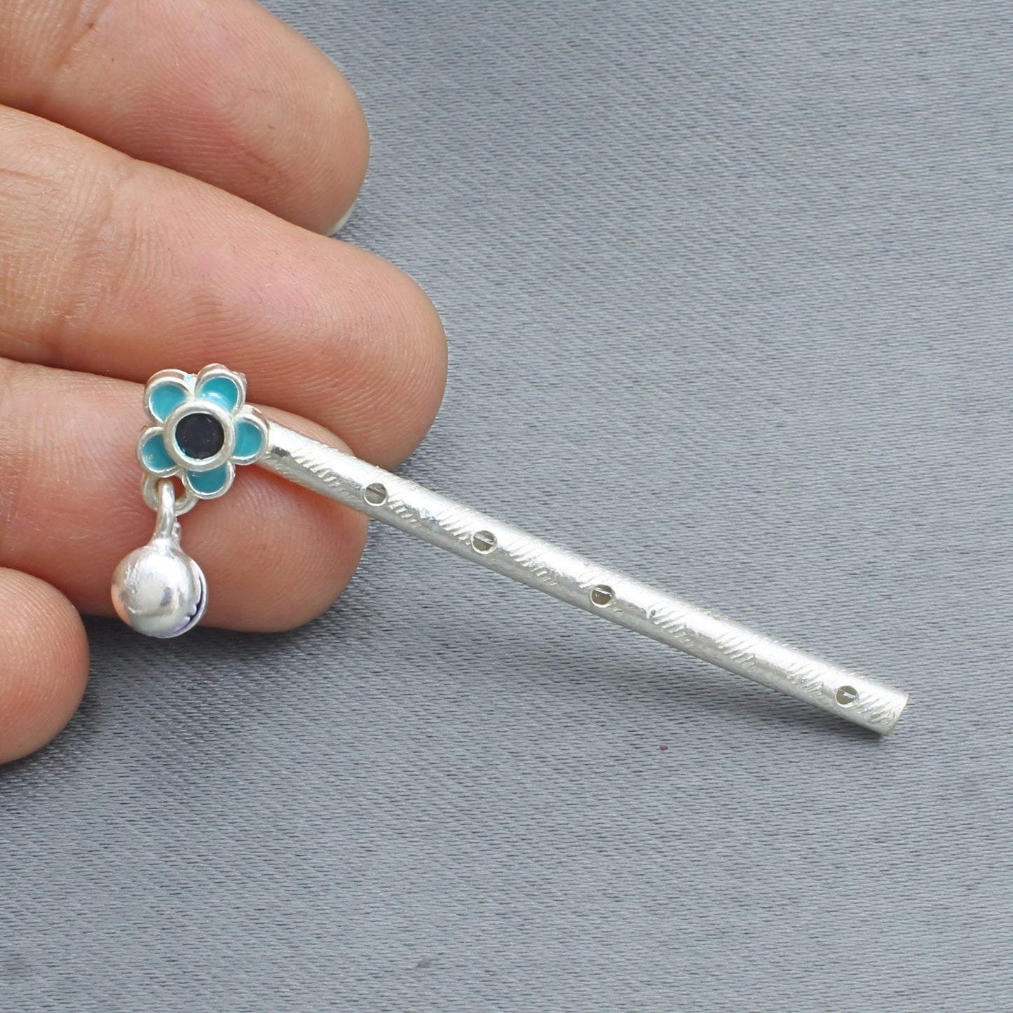 Real Silver Bansuri for Lord Krishna Worship