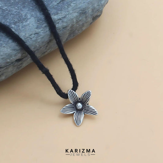 925 Sterling Silver flower charm Oxidized Pendant for Women & Girl's