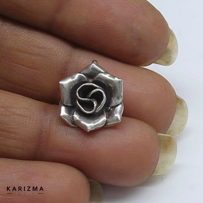 Cute 925 Real Silver Oxidized Rose charm Pendant for Women & Girl's