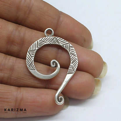 925 Real Silver Oxidized Spiral Unisex Pendant