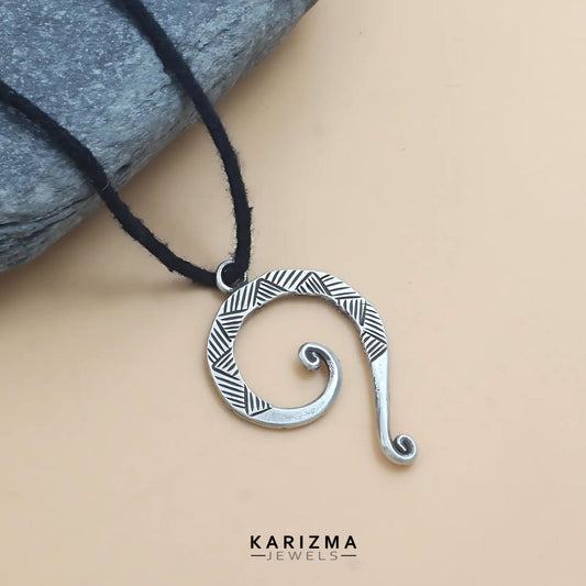 925 Real Silver Oxidized Spiral Unisex Pendant