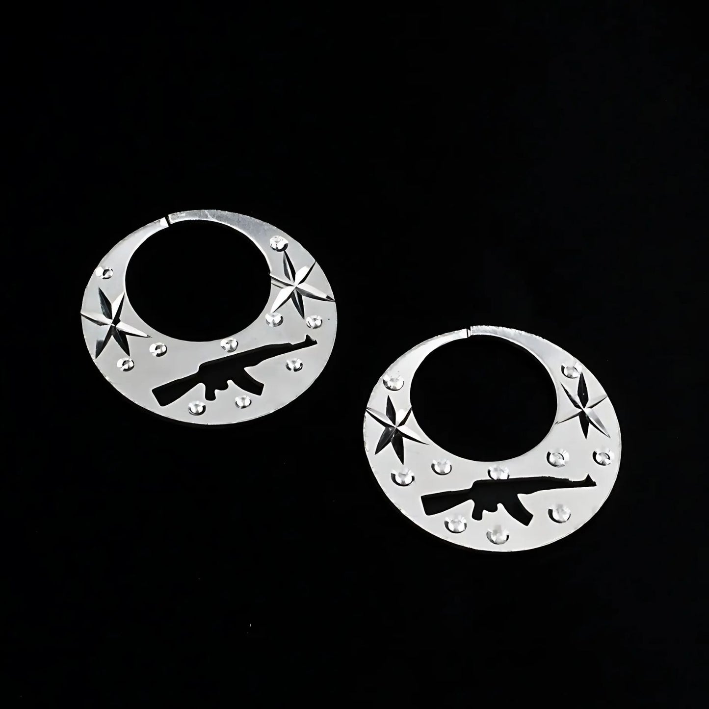 Trendy Real Sterling Silver Round Moon Shaped Ak47 Nattiyan (Nanti) earring for Men