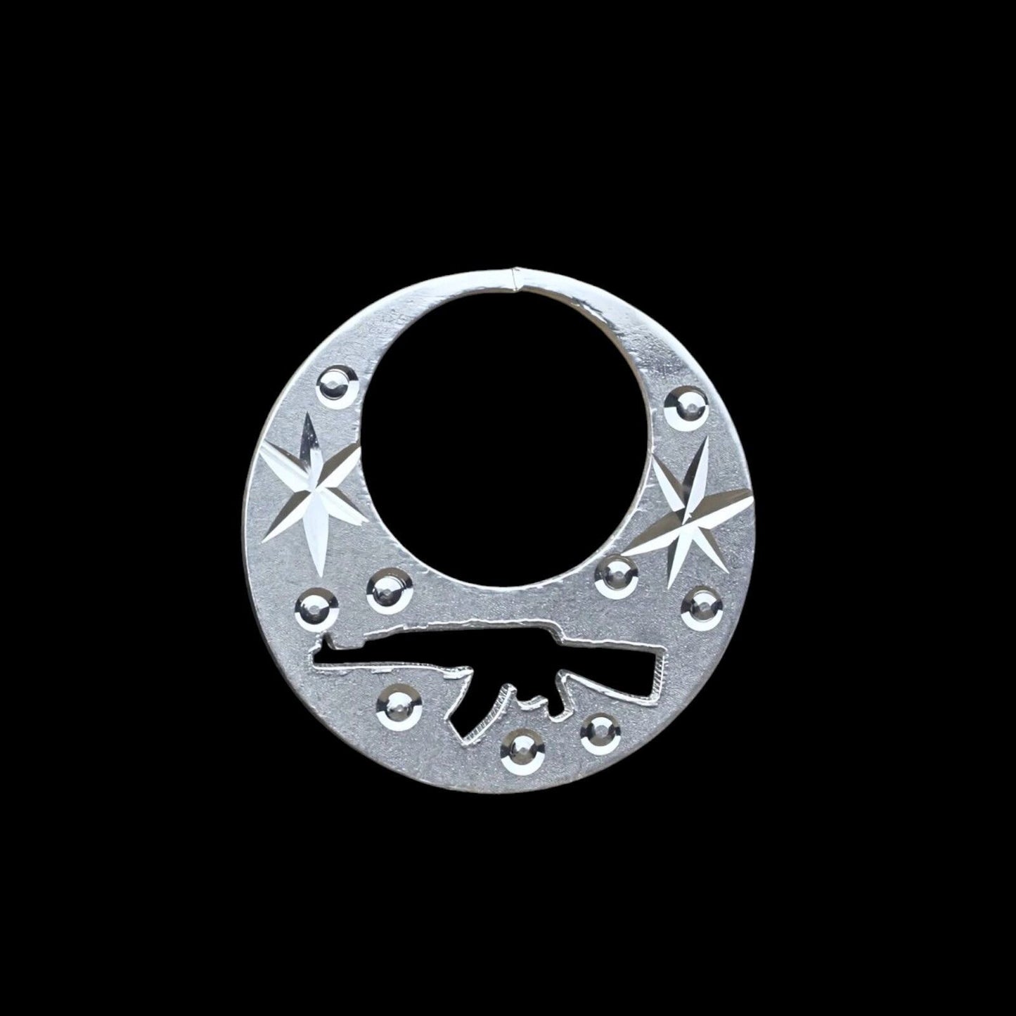 Trendy Real Sterling Silver Round Moon Shaped Ak47 Nattiyan (Nanti) earring for Men