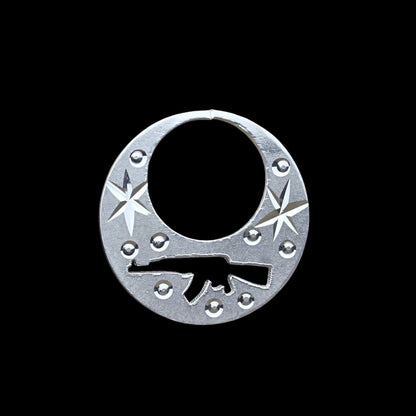 Trendy Real Sterling Silver Round Moon Shaped Ak47 Nattiyan (Nanti) earring for Men