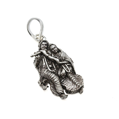 925 Real Sterling Silver Divine Radha Krishna Pendant