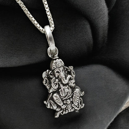 925 Real Sterling Silver Lord Ganesha Pendant