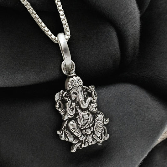 925 Real Sterling Silver Lord Ganesha Pendant