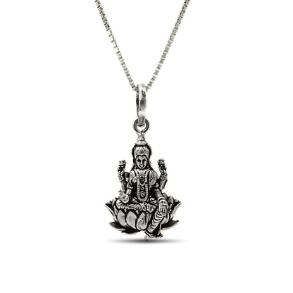 925 Real Sterling Silver Goddess Lakshmi Pendant